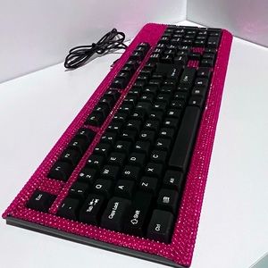 Raspberry Hot pink bling bedazzled keyboard